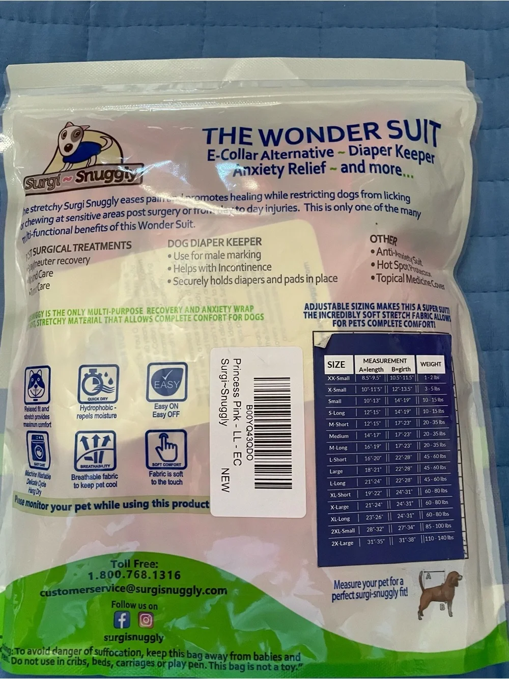 The Wonder Suit Recovery Suit for Dogs & Cats - Pink